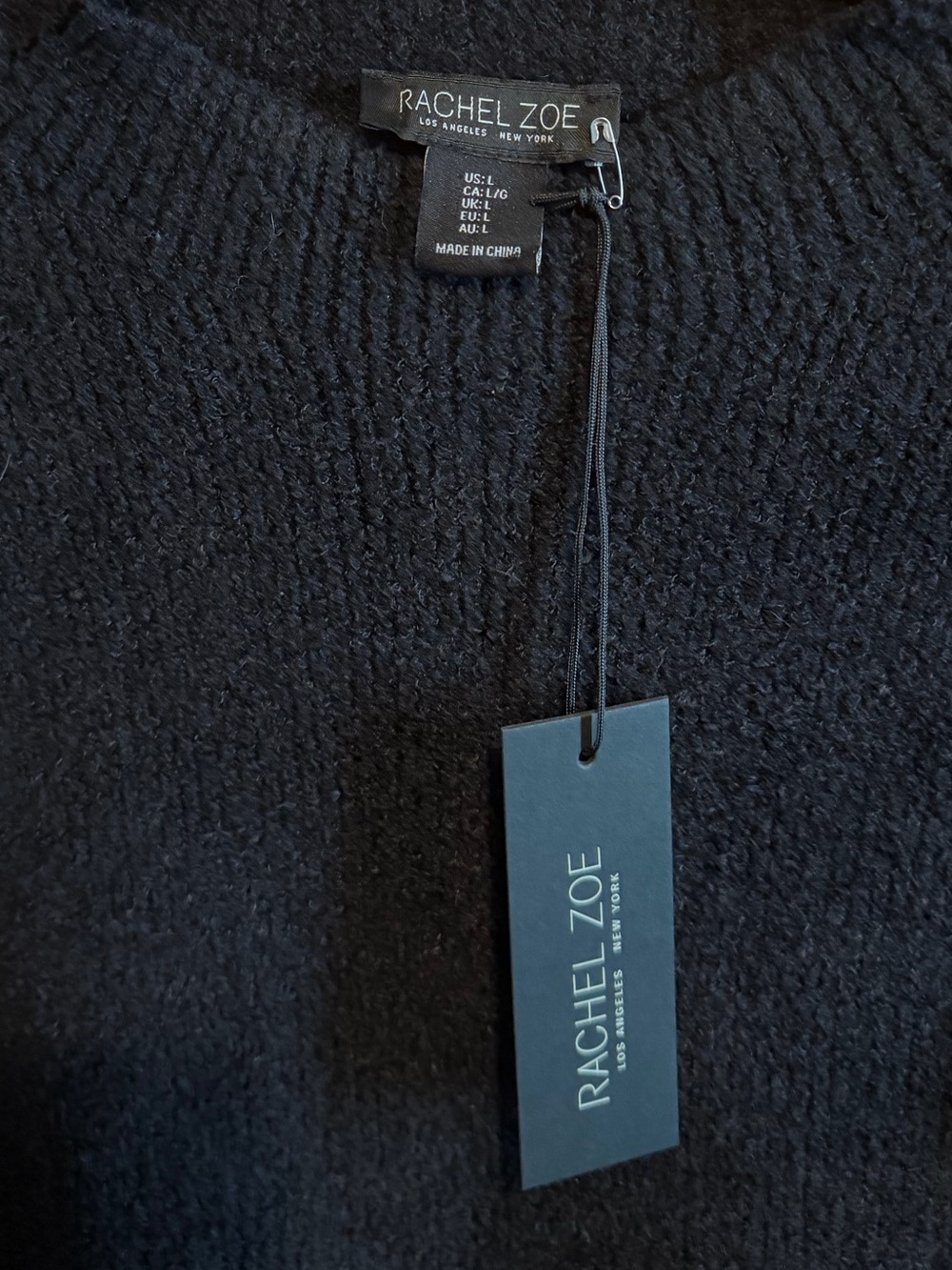 NWT Rachel Zoe Mock Neck Sweater Top Black size Large - Picture 2 of 4